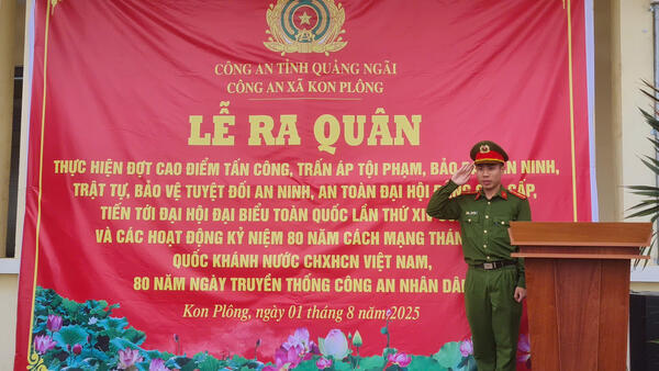 CÔNG AN XÃ KON PLÔNG TỔ CHỨC LỄ RA QUÂN THỰC HIỆN ĐỢT CAO ĐIỂM TẤN CÔNG, TRẤN ÁP TỘI PHẠM, BẢO ĐẢM AN NINH, TRẬT TỰ BẢO VỆ ĐẠI HỘI ĐẢNG CÁC CẤP VÀ CÁC SỰ KIỆN KỶ NIỆM LỚN CỦA ĐẤT NƯỚC